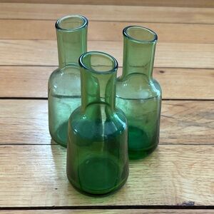 Green Glass Vase Set